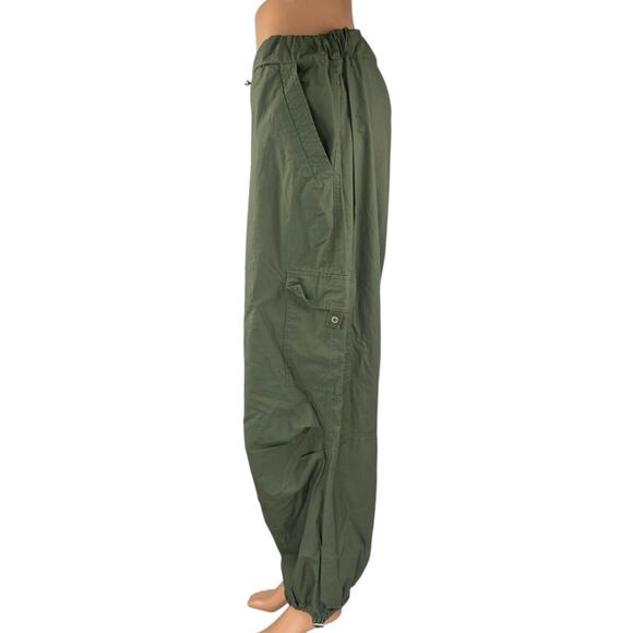 Next Women's Green Drawstring Tapered Wide Leg Windbreaker Jogger Pants Size L - Picture 2 of 5